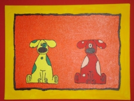 2 hondjes 30x40