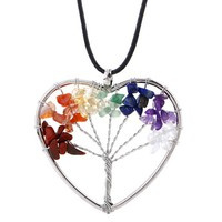 Chakra Rainbow Tree of Life Heart pendant.