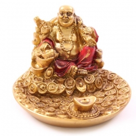 Wierookhouder Happy Boeddha Gold