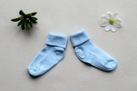 Licht blauwe baby sokken met naam 86/92