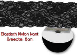 Elastisch nylon kant 8cm breed