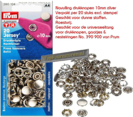 Drukknopen Jersey Prym 390104 10mm zilver navulverpakking