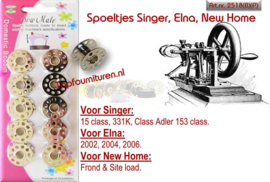 Spoeltjes metaal: Singer, Elna, New Home