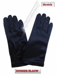Handschoenen stretch satijn. Kleur navy & donker navy