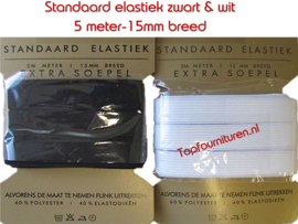 15mm breed extra soepel elastiek zwart