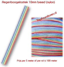 Nylon regenboogelastiek 10mm breed per 5 meter