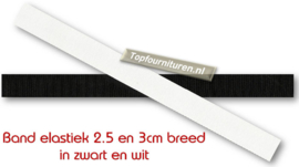 Stevig bandelastiek ruche 2.5 en 3 cm breed zwart en wit