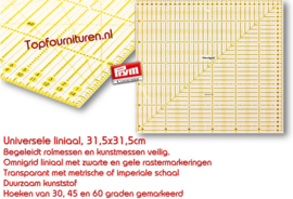 Règle Universelle Omnigrid Prym 31,5x31,5 Cm - Transparente, Grille Jaune/noire - Échelles Métrique Et Pouces