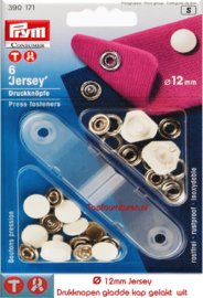 Drukknopen Jersey 12mm wit gelakt Prym 390171