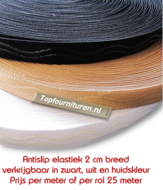 Antislip siliconenelastiek zwart wit en huidskleur 2cm breed