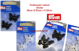 Drukknoop vlinder zwart & wit Prym 341940/941