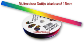 Biaisband multycolour satijn 15mm.