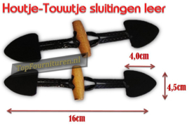 Sluiting houtje-touwtje in zwart en donker bruin