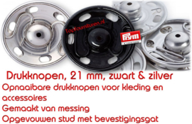 Drukknopen 21mm zilver en zwart Prym