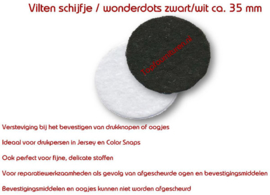 Vilten schijfjes / wonderdots 35mm zwart-wit per ca. 100 stuks