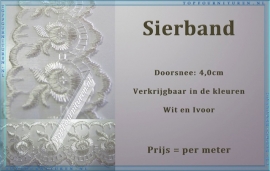 (SB900) Sierband wit & Ivoor 4,0 cm doorsnee