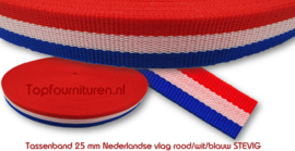 Holland rood wit blauw tassenband 25mm