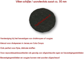 Vilten schijfjes / wonderdots 30mm zwart per ca. 100 stuks