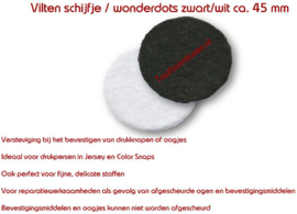 Vilten schijfjes / wonderdots 45mm zwart-wit per ca. 100 stuks