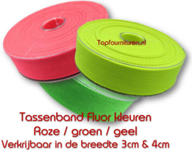 Fluor katoen tassenband 3 & 4cm breed