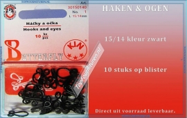 Haken en ogen 15/14 Zwart