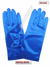 Handschoenen stretch satijn. Kleur Royal blue