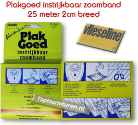 Plakgoed instrijkbaar zoomband 2cm breed 25 meter op rol