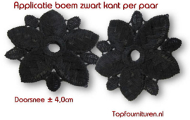 Kanten boem zwart ø 4cm (prijs per paar)