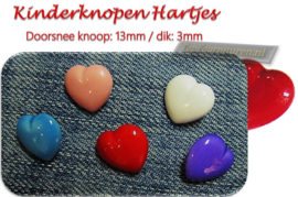 Kinderknopen hartjes in diverse volle kleuren