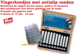 Vingerhoed met antisliprand, 14,0-18,0 mm, assorti, zilverkleurig