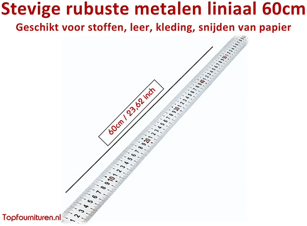 Metalen liniaal 60cm / 23.62 inch RVS