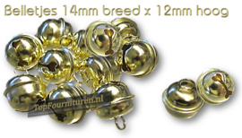 Belletjes met oog goud 14mm (10 stuks)