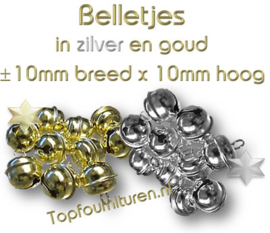 Belletjes met oog goud & zilver 10mm (10 stuks)