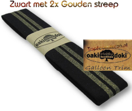 Sierband Galloon-Trim zwart met dubbele strepen