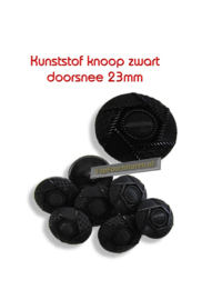 Zwarte kunststof knoop doorsnee 23mm