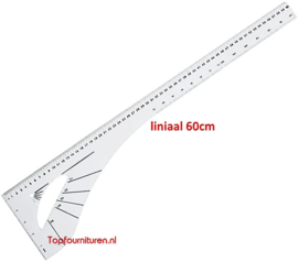 Liniaal 60 cm kunststof & hout