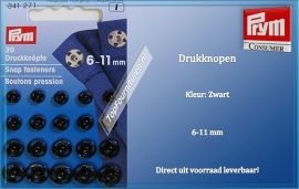 drukknopen 6-11 mm Zwart 341271 (I)