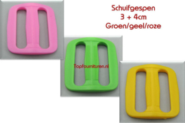 Schuifgespen gekleurd 3 & 4cm