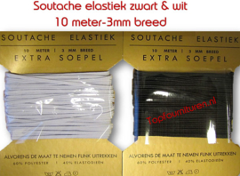 3mm breed Soutache extra soepel elastiek wit