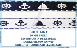 Boot lint kleuren donkerblauw en wit