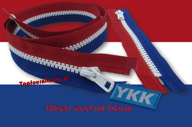 YKK ritsen no.5 kunststof rood wit blauw