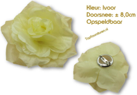 Corsages ± 8cm Ø diverse kleuren opspeldbaar