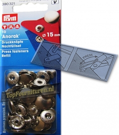 Prym Anorak drukknoop 15 mm zilver (390321)