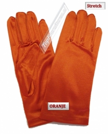 Handschoenen stretch satijn. Kleur Oranje