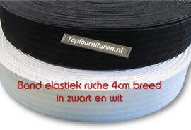 Bandelastiek ruche 4cm breed wit en zwart