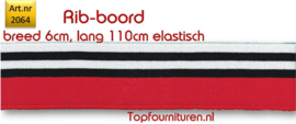 Rib-Boord Rood / zwart-wit getreept (2064)