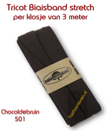Tricot Biaisband Jersey chocoladebruin