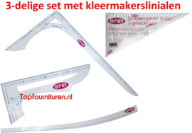 3 delige set kleermakerslinialen