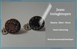 Jeans Inslagknopen Zilver of Brons  per 5 Stuks