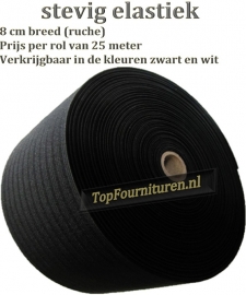 Rol 25 meter 8cm ruche bandelastiek zwart/ wit